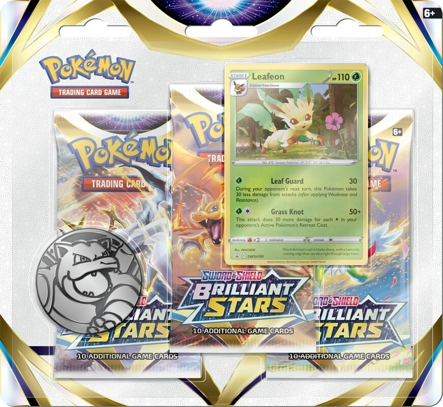 Pokemon TCG: Brilliant Stars - 3-Pack Blister - Leafeon